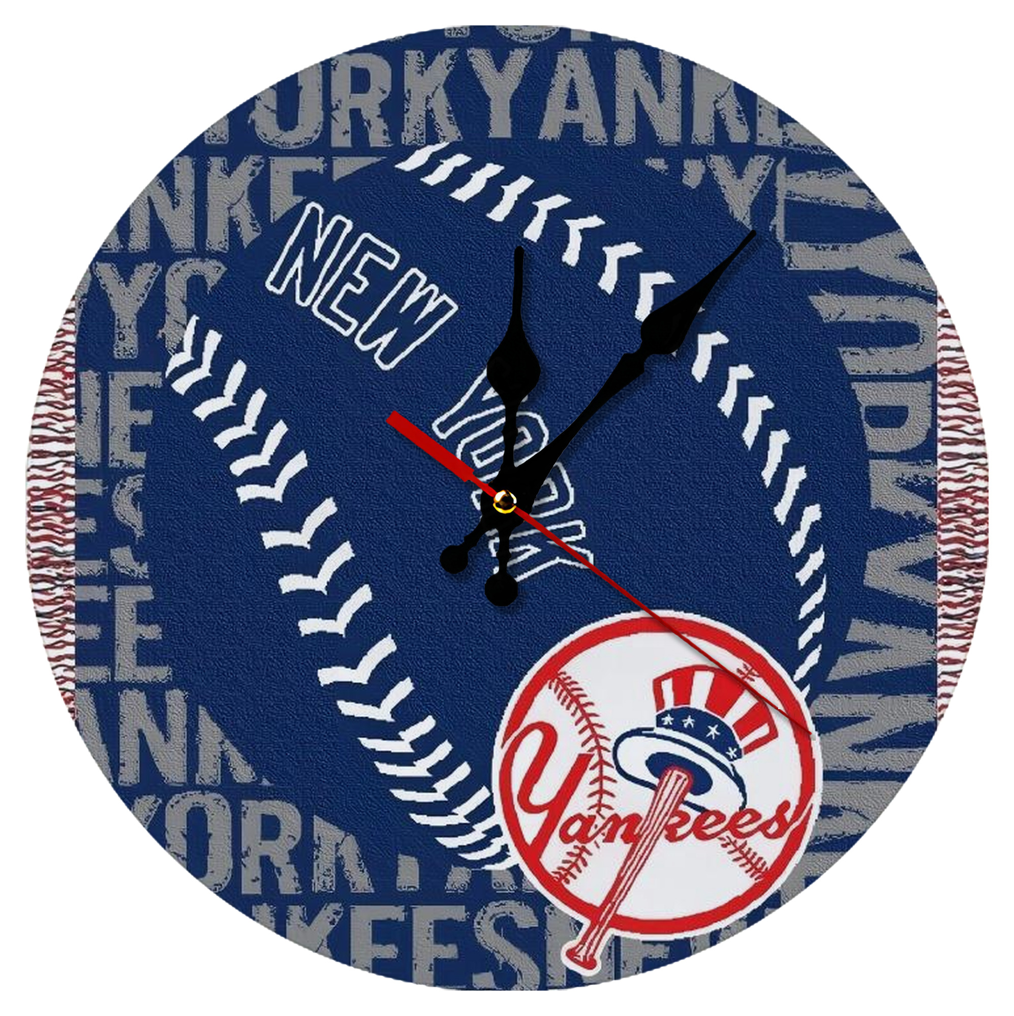 New York Yankees 198 Silent Round Wall Clock – Modern & Stylish DIY Design, Durable Wood Construction, Easy To Install – Perfect For Office, Bedroom, Living Room, And More